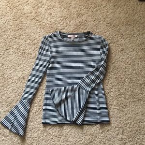 Black and white striped top, bell sleeves